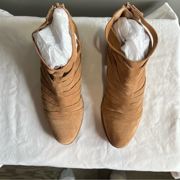 Carlos By Carlos Santana Breckin Strappy Leather Suede Booties 8.5 Tan - Picture 6 of 12